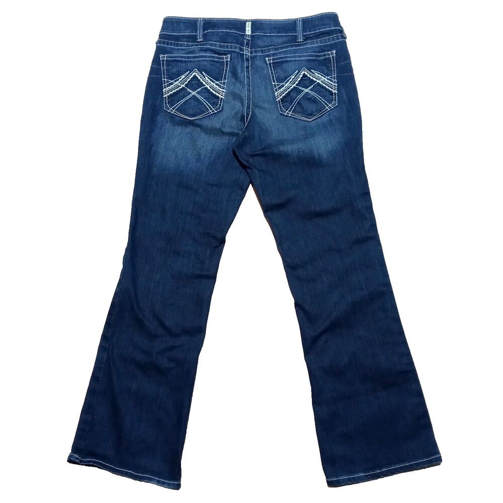Ariat REAL Jeans Womens 33L (36x34) Blue Medium Wash Bootcut Stretch Denim